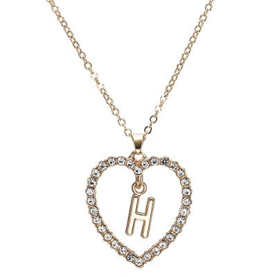 

New Fashion Crystal Initial Personalized Letter Heart Pendent Name Necklace for Women Charm Gold Color Chain Choker Jewelry Gift