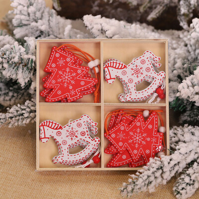 

Tailored 12PC Christmas Snowflakes Wooden Pendants Xmas Tree Ornaments Home Hanging Decor