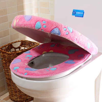 

Thick Coral Velvet Luxury Toilet Seat Cover Set Soft Warm Toilet Case Waterproof Bathroom Wc Cover