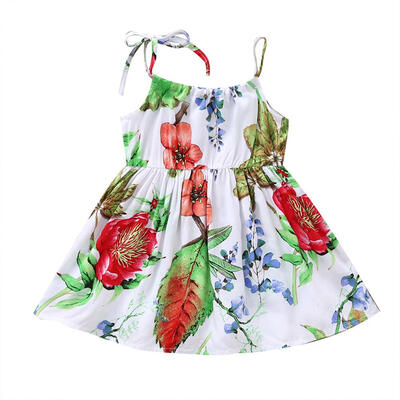 

Floral Print Dress Baby Girls Tunic Sling Summer Kids Princess Dresses