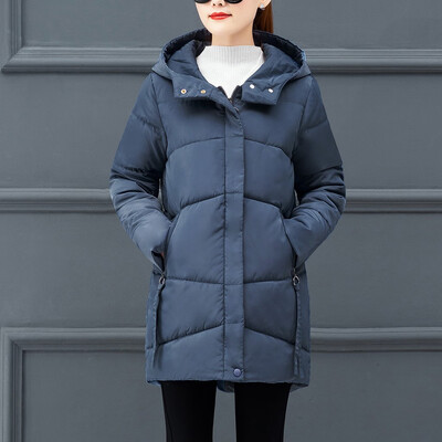 

Toponeto Women Fashion Winter Solid Color Print Hooded Cardigan Pocket Long Sleeve Coat