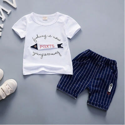 

Infant Kids Baby Boys Clothes Tops T-shirt Pants Trousers Outfits Sets Tracksuit Finsh Short Sleeve Two Outfits Only Boys Clot