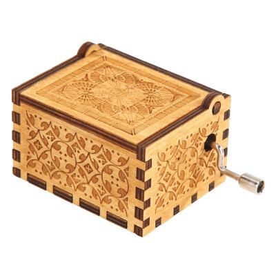 

Retro Exquisite Wooden Hand Cranked Music Box Home Crafts Ornaments Gifts