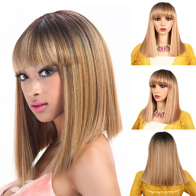 

〖Follure〗Sexy Gradient Brown Gold Party Wigs Long Curly Hair Mixed Colors Synthetic Wig