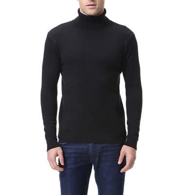 

Mens Fashion Solid Color Slim Fit Pullover Sweater Tops High Collar Long Sleeve