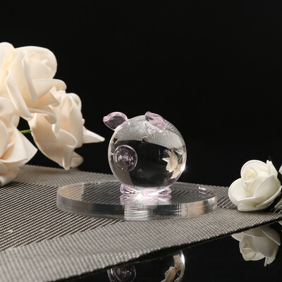 

Toponeto Multi-color Crystal Pig Figurine Mini Animal Collectible Statue Family Decoratio