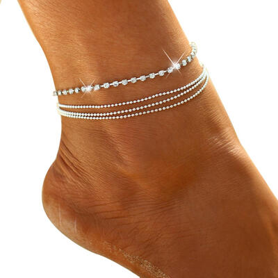 

Bohemian Women Single Row Rhinestone Multilayer Chain Anklet Beach Jewelry Gift