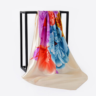 

90cm90cm new scarf oil painting peony big flower rose silk scarf large square scarf FJ139