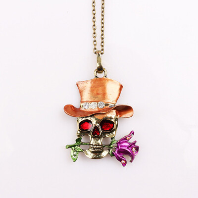 

Skull Magician Crystal Flower Rose Jewelry Pendant Necklace Kids Gift