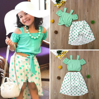 

Fashion Toddler Baby Girls Outfits Clothes T-shirt TopsSkirt Shorts 2PCS Set UK