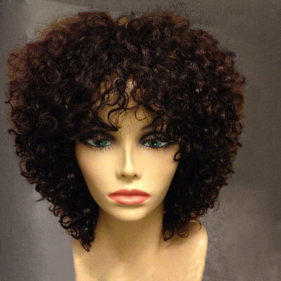 

Short Side Bang Shaggy Afro Curly Synthetic Wig