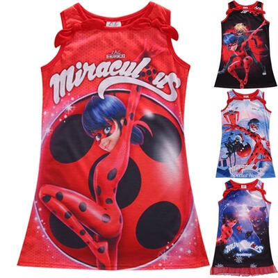 

Girls Miraculous Ladybug Marinette Dupain Cheng Cosplay Costume Dreess Age 5-16Y