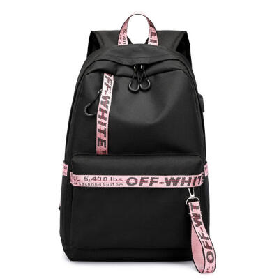 

Unisex Nylon Student Bag Laptop Backpack Travel Bags With USB Charging Port