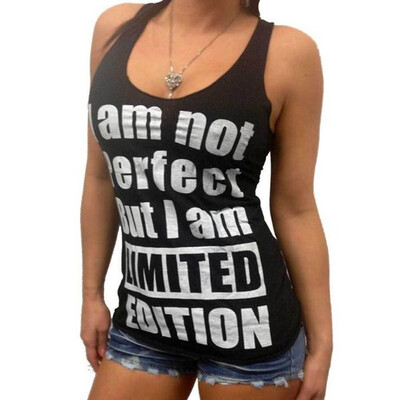 

Starmoon Fashion Womens O-Neck Letter Printing Sleeveless Vest Blouse Loose Shirt Tops