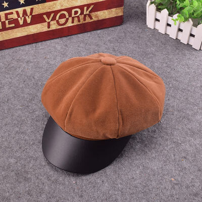 

Ins net red beret women Korean version of wild wool octagonal hat autumn&winter English Japanese painter hat women tide