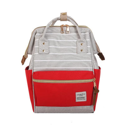 

Hit Color Stripe Travel Backpacks Women School Bags Canvas Large Knapsack