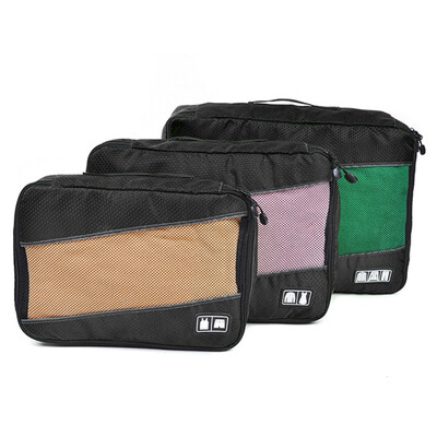 

Gobestart 3 Pcs Nylon Unisex Packing Cubes Clothes Luggage Travel Bag Organizers