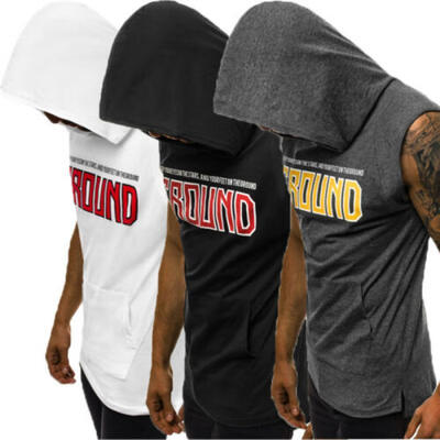 

Fashion Mens Slim Fit Solid hooded Hoodie Short Sleeve Casual T-Shirt Tops