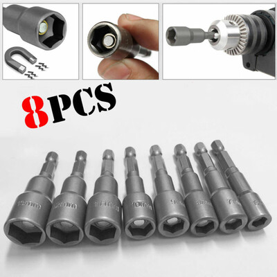

8Pc 14 HEX Magnetic Nut Driver Socket Metric Impact Drill Bit Set 6mm To 13mm