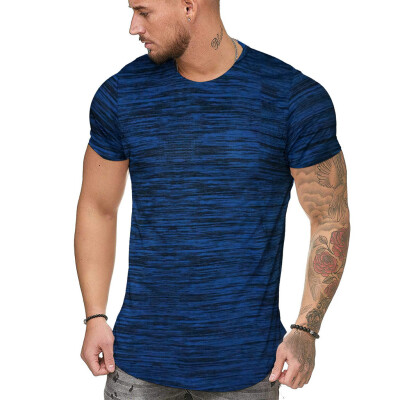 

Toponeto Fashion Mens Summer Slim Fit Stripe Printed Short Sleeved T-shirt Top Blouse