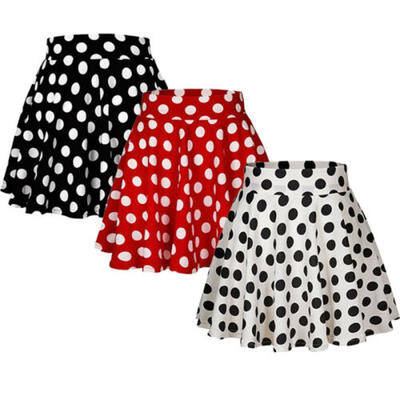 

AU Fashion Women Polka Dot Mini Skirts Retro Elastic Waist Girl Short Mini Dress