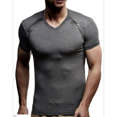 

Mens Casual Fit Short Sleeve Slim Muscle Bodybuilding T-shirt Tee Tops