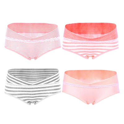 

4pcsSet Pregnancy Stripe Briefs Soft U-shaped Underwear Women Clothing