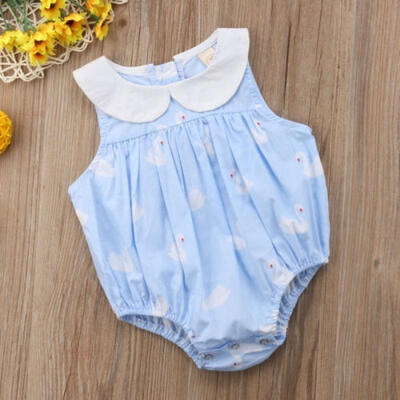 

Newborn Infant Baby Kids Girl Swan Print Romper Jumpsuit Sunsuit Summer Clothes