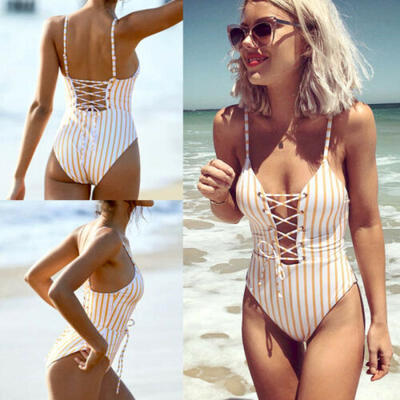 

Womens One-Piece Swimsuit Bandage Bikini Push-up Padded Bra Bathing Swimwear USA