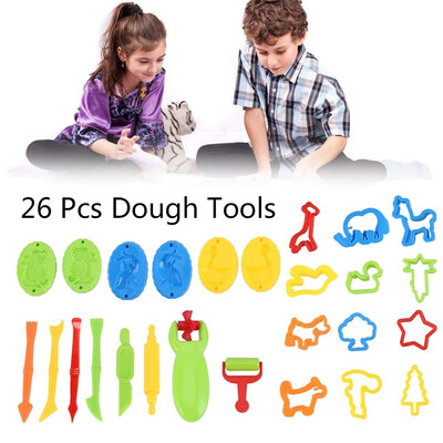 

Educational Toy New Colorful ULTNICE Play Doh Kits Smart Dough Tools Plasticine Tools Animal Plasticine 26pcs Tools