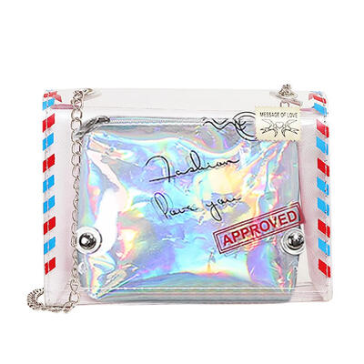 

Transparent Shoulder Handbags Women Solid Laser Clutch Chain Crossbody Bags