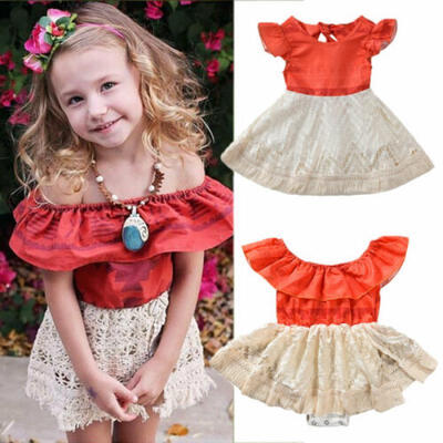 

US Infant Baby Girls Kids Moana Polynesia Princess Fancy Dress Book Week Costume