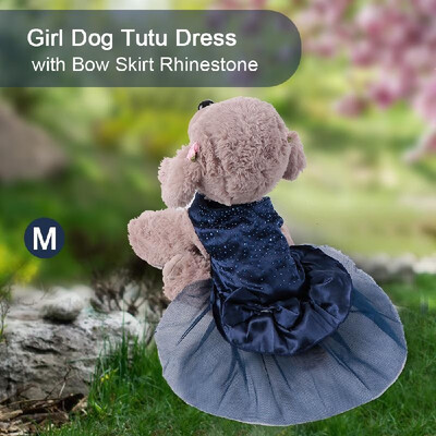 

Dog Tutu Dress Bow Skirt with Rhinestone Girl Dog Princess Outfit for Small Size Female Dogs