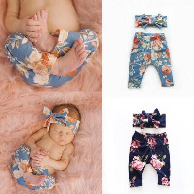 

Kids Baby Girls Floral Clothes Bottoms Leggings Pants Toddler Trousers Headband