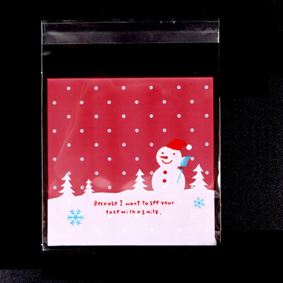 

Christmas Santa Claus Snowman Self-Adhesive Cookie Bag Biscuit Baking Packaging Bags For Snack Christmas Decoration