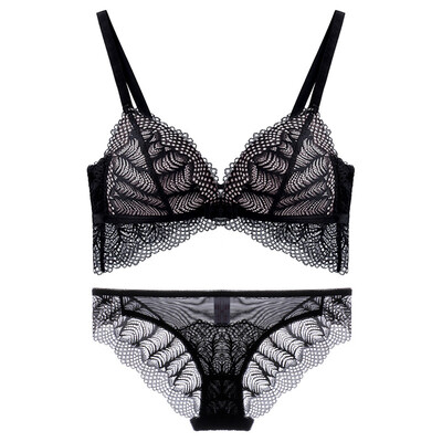 

Toponeto Women Sexy Ring-less Lace Bra Suit Sexy Cup Seamless Underwear Gathering Bra