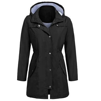 

Toponeto Womens Solid Rain Jacket Outdoor Hoodie Waterproof Hooded Raincoat Windproof