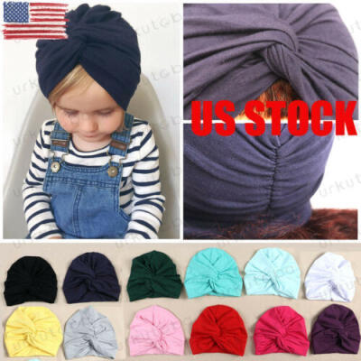 

US Cute Newborn Toddler Kids Baby Boy Girl Turban Cotton Beanie Hat Winter Cap