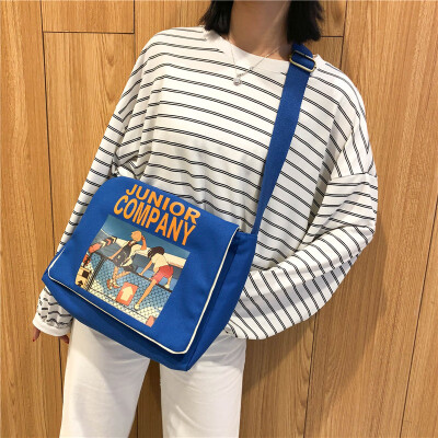 

Korean version of single-shoulder canvas bag hand-held oblique Bag ins Campus Simple Student Literature&Art Xiaoqing Fresh Sh