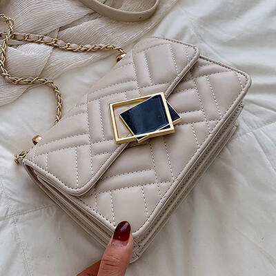 

2019 new wave Korean style embroidered line diamond chain small square bag fashion Joker shoulder Messenger bag