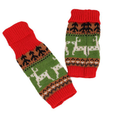 

New Fashion Women Winter Warm Knitted Crochet Gloves Christmas Deer Pattern Long Fingerless Arm Warmers Gloves