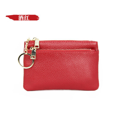 

2019 new top layer cowhide Europe&America ladies zipper leather purse leather key ring bag mini coin bag