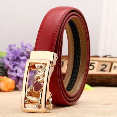 

Hot ladies leather belt casual cowhide designer belts women high quality fashion floral waist black white casual red hook belt