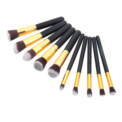 

10pcs High-quality Professional Cosmetic Makeup Brushes Set Black & Golden