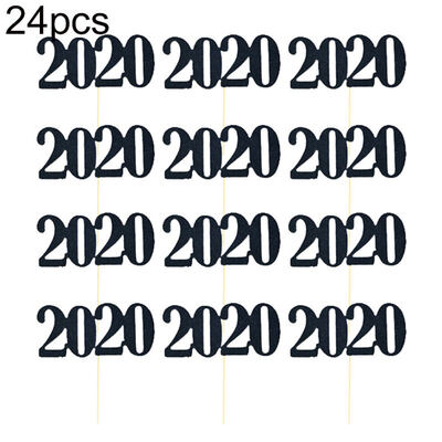 

24Pcs 2020 Number Birthday Cake Topper Dessert Flag Decor Party Baking Supplies