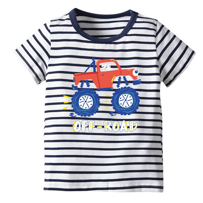 

19F133E Children Short-sleeved Striped Cartoon T-shirt