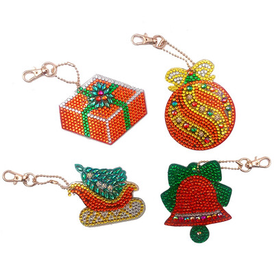 

4Pcs Diy Full Drill Diamond Painting Key Chains Keyrings Keychain Handmade Decor