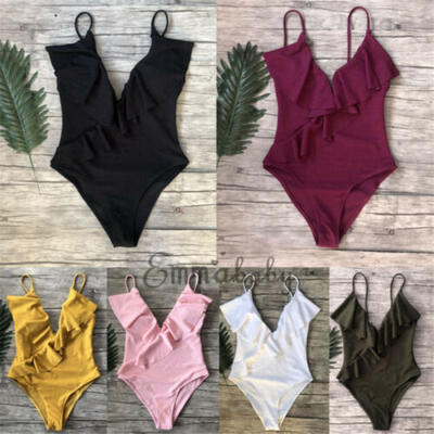 

Womens Pad Bikini Swimming Costume Backless One Piece Swimsuit Monokini Swimwear