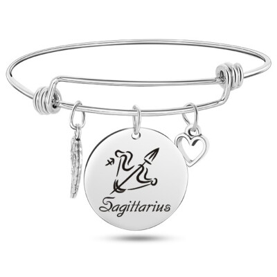 

12 Constellation Wire Stainless Steel Bracelet Birthstone Bangle Bracelets Charm Bracelet