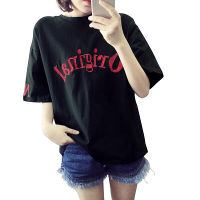 

Women T-Shirt Short Sleeve Letter Print O-Neck Summer Fashion Leisure Tees